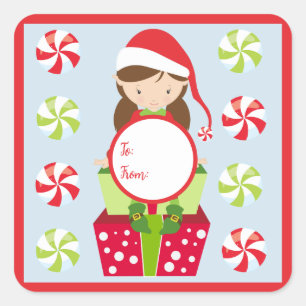Candy Crush Weibchen Elf Weihnachten bis von Gesch Quadratischer Aufkleber
