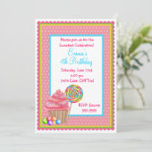 Candy Cupcake Einladung (Stehend Vorderseite)