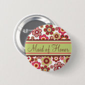 Candy Daisies Flowers Maid Of Honor Wedding Button (Vorne & Hinten)