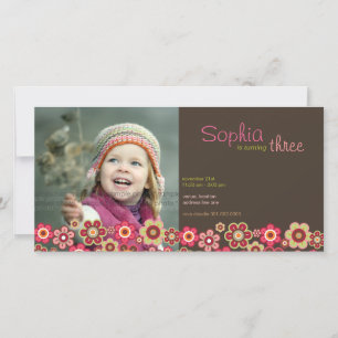 Candy Daisies Muster Birthday Einladen Foto-Karte