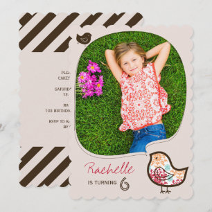 Candy Damask Bird Foto Girl Geburtstagsparty Einla Einladung