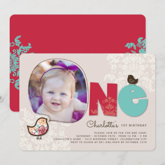 Candy Damask Chicks Girl 1. Geburtstag Party laden Einladung