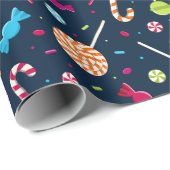 Candy Dandy Navy Blue Pattern Geschenkpapier (Rolleneckpunkt)