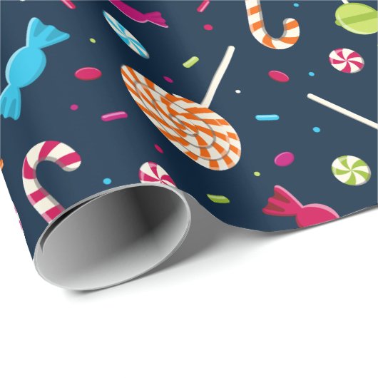 Candy Dandy Navy Blue Pattern Geschenkpapier (Rolleneckpunkt)
