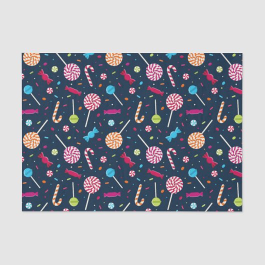 Candy Dandy Pattern Navy Blue Seidenpapier (Vorderseite)