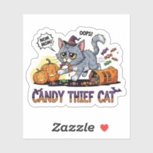 Candy Diief Cat - Funny Halloween Vinyl Sticker