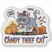 Candy Diief Cat - Funny Halloween Vinyl Sticker (Vorderseite)
