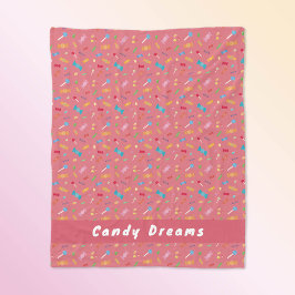 Candy Dreams Coral Pink personalisierte Fleece-Dec Fleecedecke