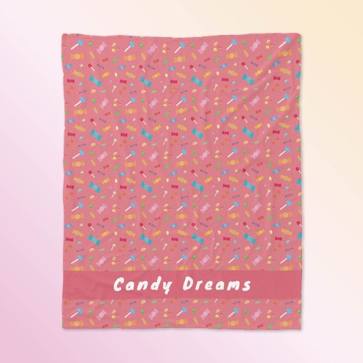 Candy Dreams Coral Pink personalisierte Fleece-Dec Fleecedecke