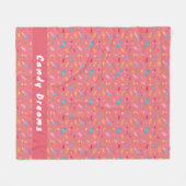 Candy Dreams Coral Pink personalisierte Fleece-Dec Fleecedecke (Vorderseite (Horizontal))