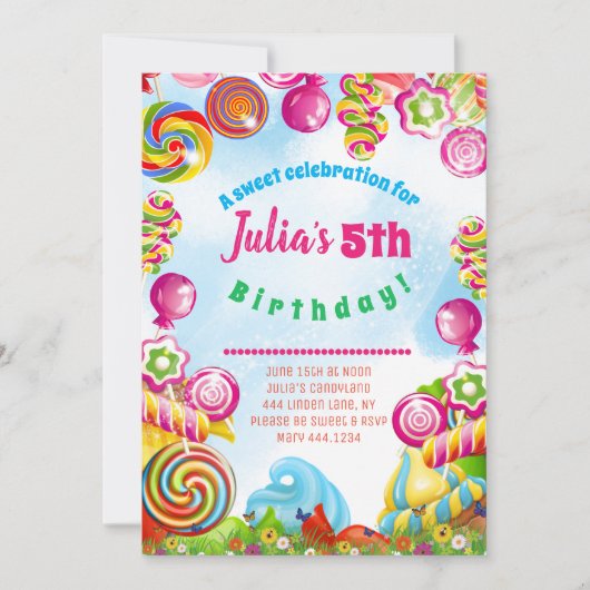 Candy Dreams Geburtstagsparty Einladung (Vorderseite)