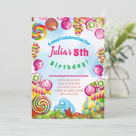 Candy Dreams Geburtstagsparty Einladung (Stehend Vorderseite)