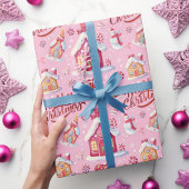 Candy Festive Whimsical Pink Frohe Weihnachten Geschenkpapier