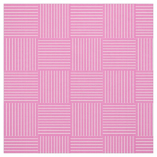 Candy Floss Pink White Basket Weave Muster Fabric Stoff (Muster)