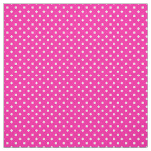 Candy Floss Pink White Square Polka Dots Fabric Stoff