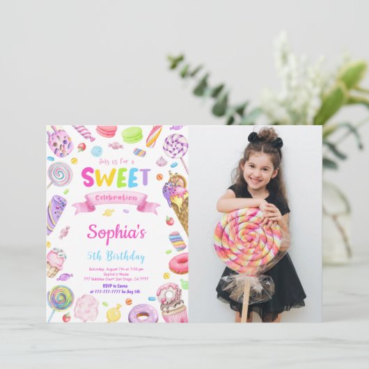 Candy Foto Einladung (Stehend Vorderseite)