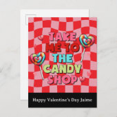 Candy Funny Valentines Day Postcard Postkarte (Vorne/Hinten)