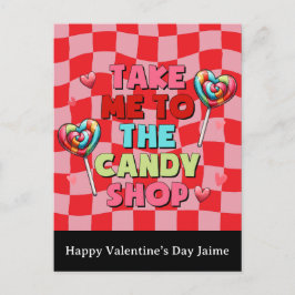 Candy Funny Valentines Day Postcard Postkarte