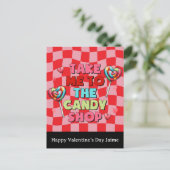 Candy Funny Valentines Day Postcard Postkarte (Stehend Vorderseite)