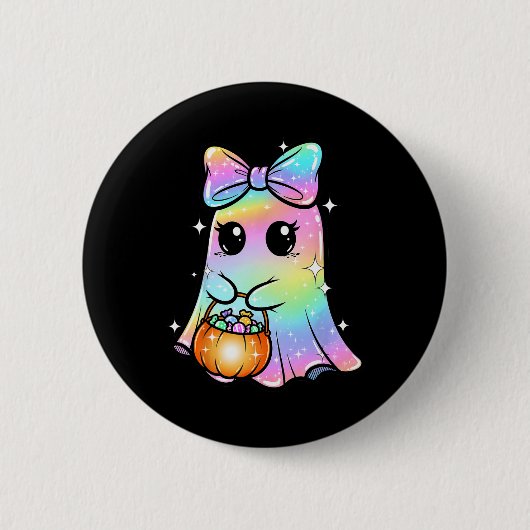Candy Ghost Shirt Regenbogen Bow Leckerei Trick od Button (Vorderseite)