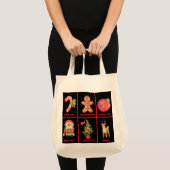 Candy, Gingerbread, Christmas, tree, Pixel Art Tragetasche (Vorderseite (Produkt))