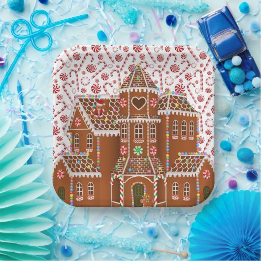 Candy Gingerbread House Pappteller (Party)
