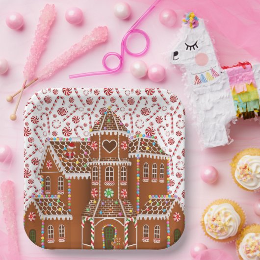 Candy Gingerbread House Pappteller (Party)