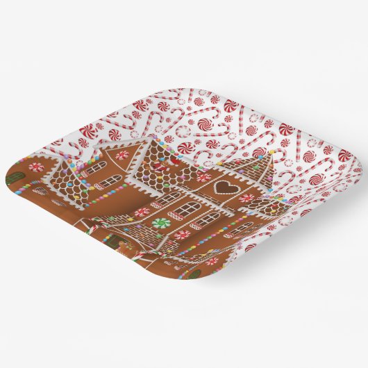 Candy Gingerbread House Pappteller (Gewinkelt)