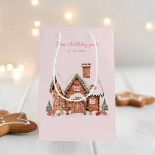 Candy Gingerbrot House Pink Birthday Mittlere Geschenktüte