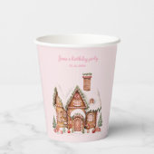 Candy Gingerbrot House Pink Birthday Pappbecher (Rückseite)