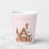 Candy Gingerbrot House Pink Birthday Pappbecher (Vorderseite)