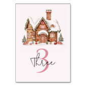 Candy Gingerbrot House Pink Birthday Tischnummer (Rückseite)