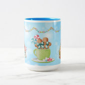 Candy Gingerbrot und Candy Cane Design Zweifarbige Tasse (Mittel)