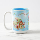 Candy Gingerbrot und Candy Cane Design Zweifarbige Tasse (Links)