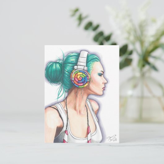 Candy Girl Postcard Punk Rocker Postcard Candyland Postkarte (Stehend Vorderseite)