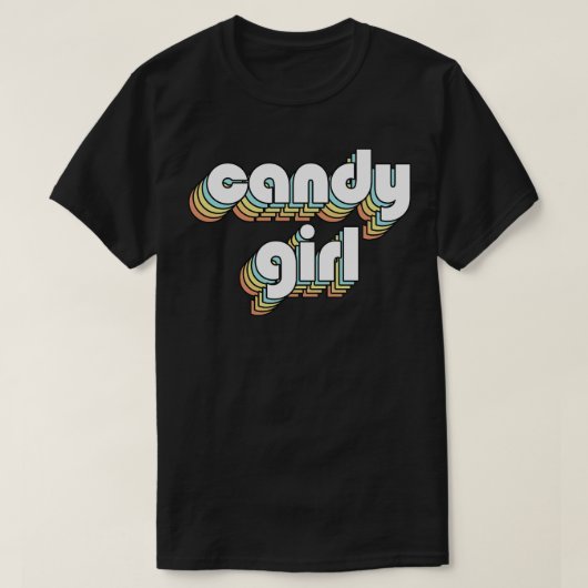 Candy Girl Retro Rainbow Typografie Faded Style T-Shirt (Design vorne)