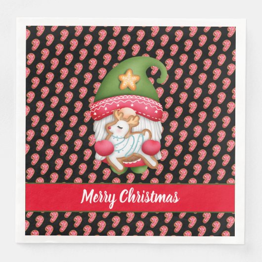 Candy Gnome passen Farbe und Text an Serviette (Vorderseite)