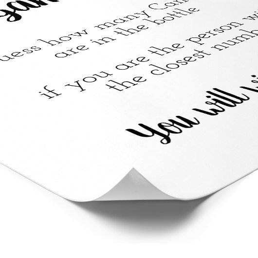 Candy Guessing Game Baby Boy Poster (Ecke)