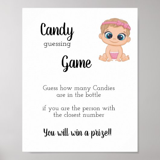 Candy Guessing Game Baby Girl Poster (Vorne)