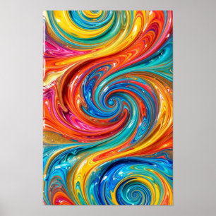 Candy-Harz-Wirbel - Ultra Glänzend Gelb Türkis Poster