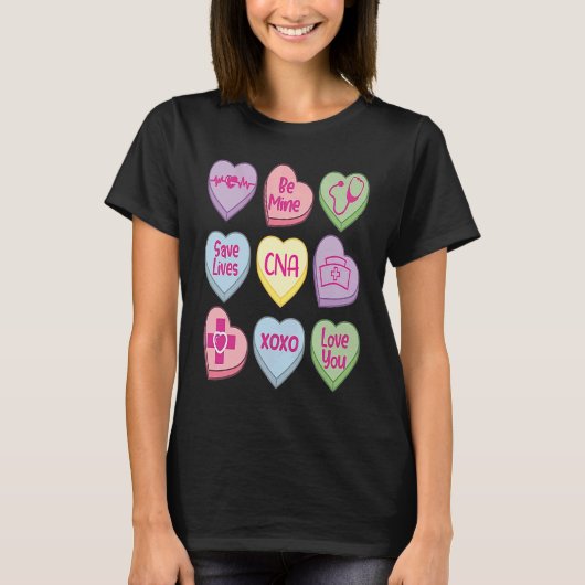 Candy Heart Conversation Nicu CNA ValentinesDay T-Shirt (Vorderseite)