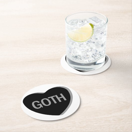 Candy Heart - Goth Runder Pappuntersetzer (Vor Ort)