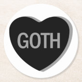 Candy Heart - Goth Runder Pappuntersetzer (Vorderseite)