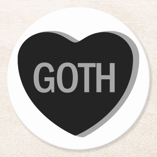 Candy Heart - Goth Runder Pappuntersetzer (Vorderseite)