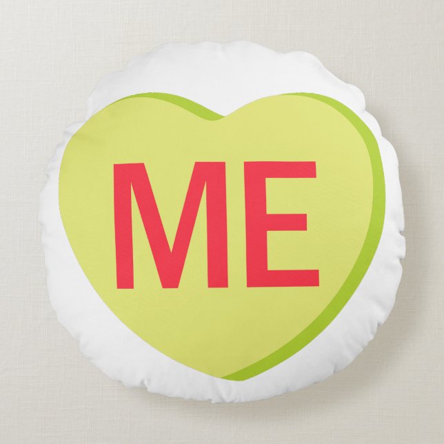 Candy Heart - ICH Rundes Kissen (Vorderseite)
