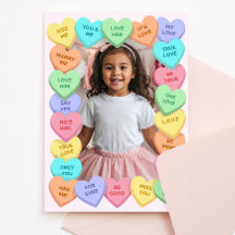 Candy Heart Kid Foto Valentinstagskarte, Kind Schu