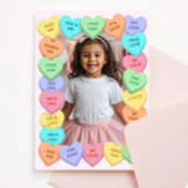 Candy Heart Kid Photo Valentine Card, Child School Mitteilungskarte