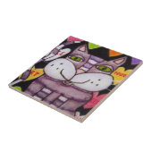 Candy Heart Lila Cat Valentine Fliese (Seite)