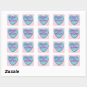 Candy Heart mit benutzerdefiniertem Text-Blue Hear Quadratischer Aufkleber (Blatt)
