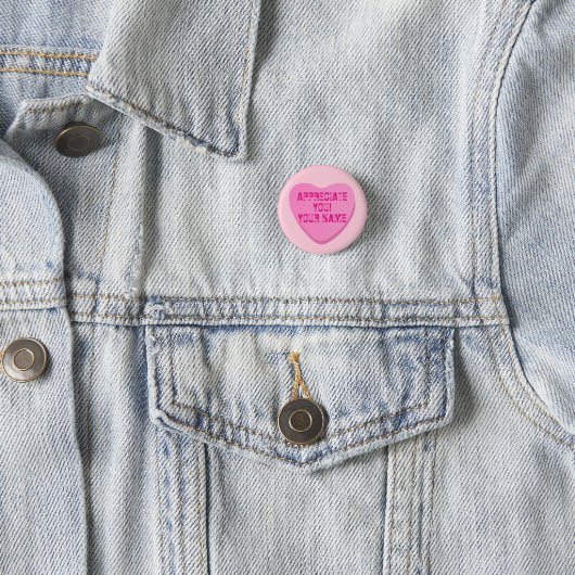 Candy Heart mit benutzerdefiniertem Text-Rosa Herz Button (Beispiel)